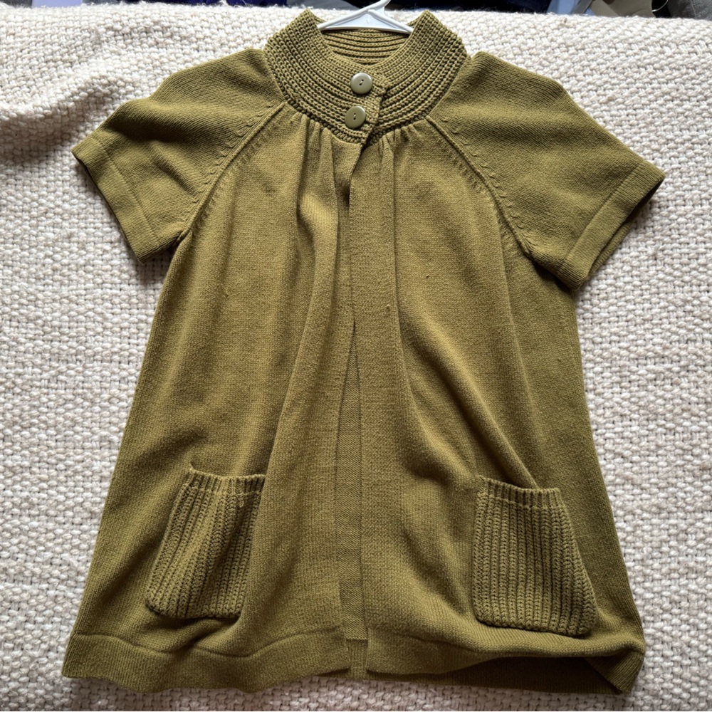 Axcess Olive Short Sleeve Cardigan Sweater